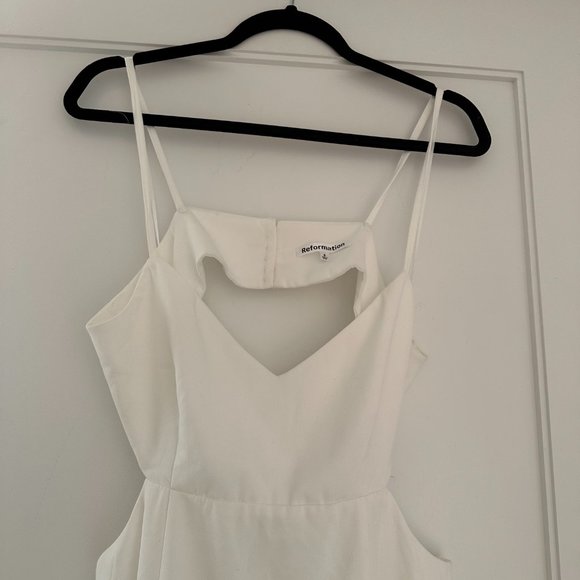 Reformation Astor A-line Maxi Dress Sz 8 Ivory Silk Chest and Back Cut-out - Picture 5 of 15